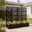 Paravent autoportant à motif de feuilles avec bac à fleurs, décoration en métal durable pour patio et balcon