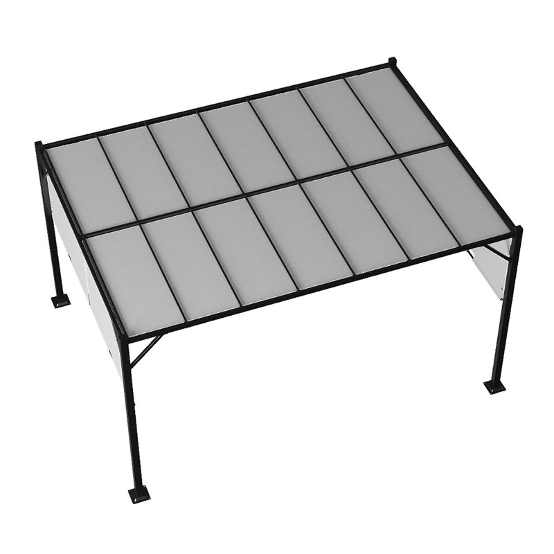 3.95m x 2.95m Steel Pergola, Grey