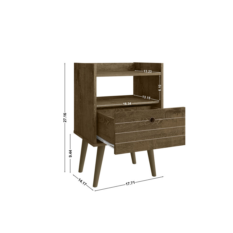 Helaina 17.71'' W Nightstand, Rustic Brown