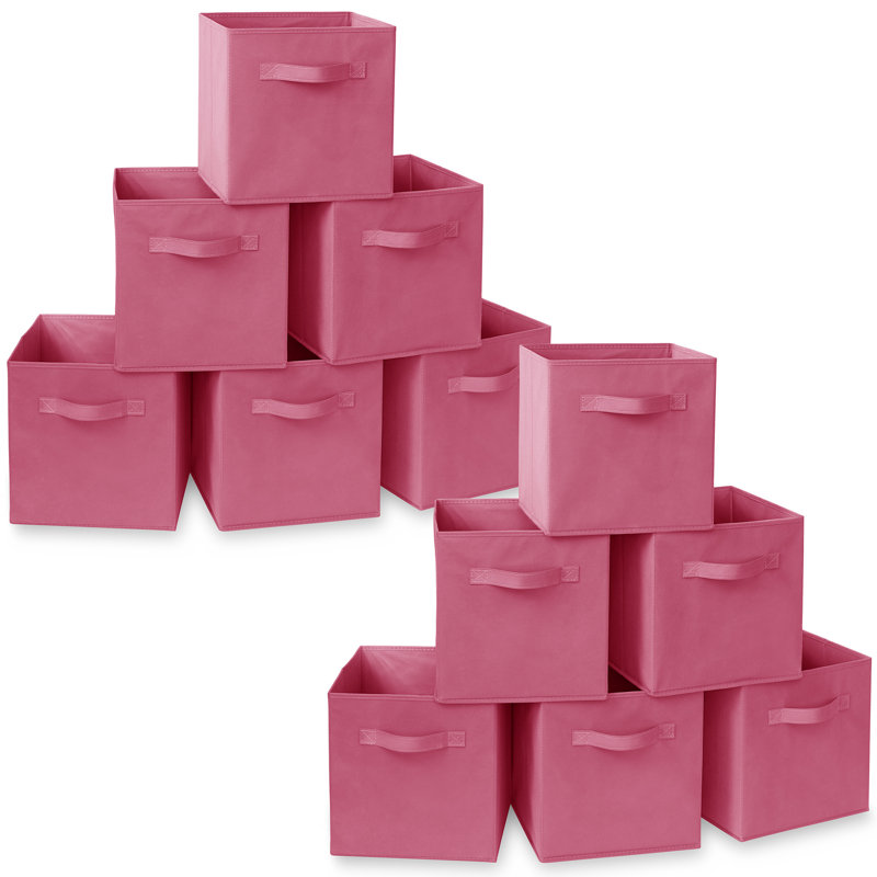Collapsible Fabric Cubes, 11" Storage Bins (Set of 12), Hot Pink
