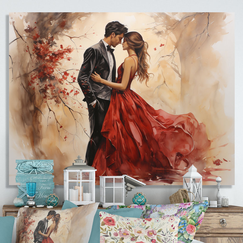 Mariage, mariage éternel, art mural romantique, Toile tendue, H 34 po x l 44 po x P 1,5 po