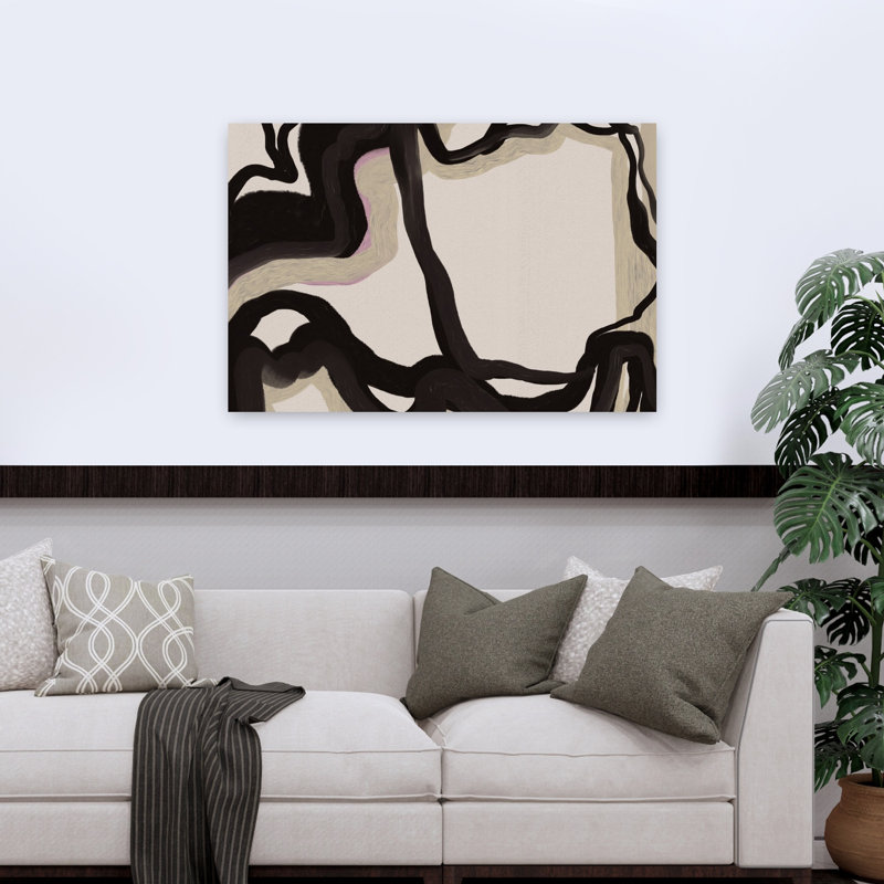 «Flowing Organic Curves», impression d'art contemporain abstrait minimaliste, H 32 po x l 48 po