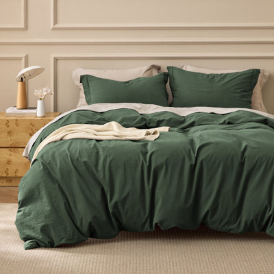 Bedsure 100% Washed Cotton Duvet Cover California King Set - Minimalist Cotton Beding Set For All Season