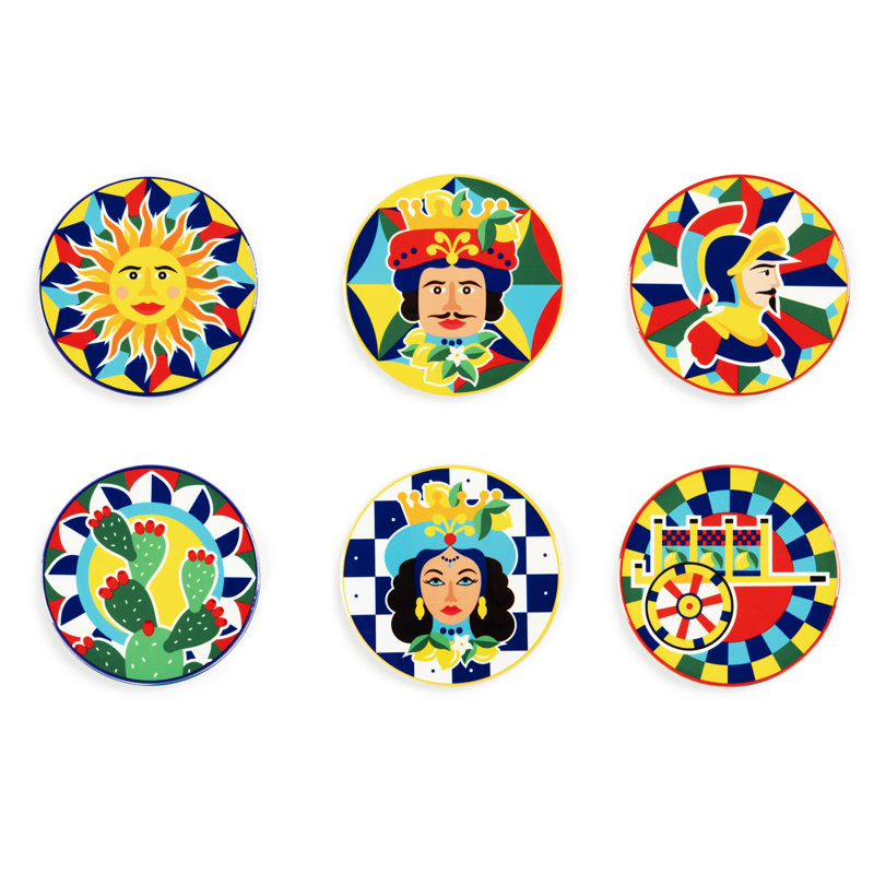 Sicilian Rhapsody Ceramic Round 6 Piece Coaster Set