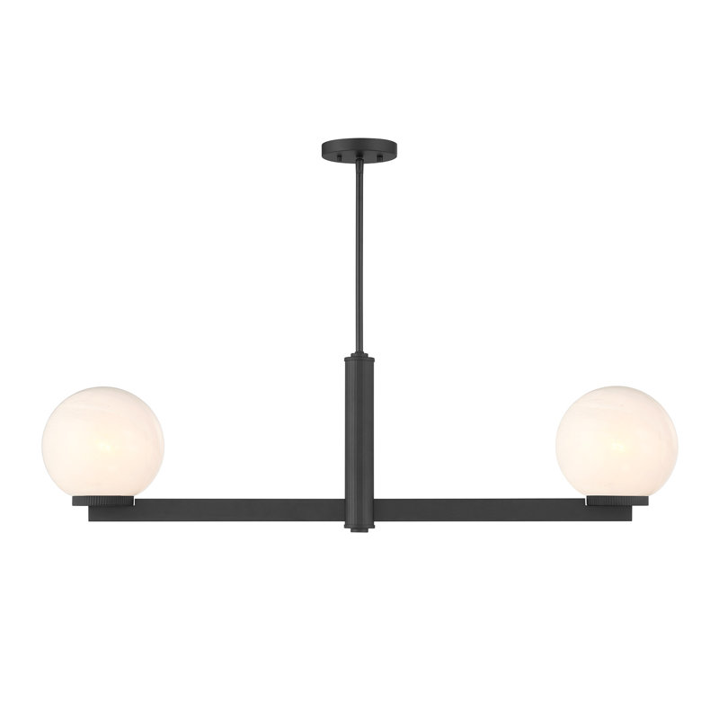 Lustre linéaire noir mat 2 lumières Oshra, Noir mat