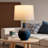 18.5’’ Blue Ceramic Table Lamp with White Fabric Shade