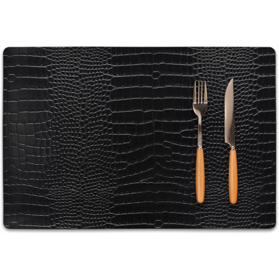 4-Pack 3D Faux Leather Kitchen Placemats 