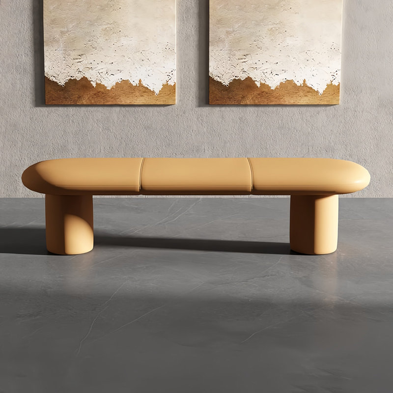 Banc de rangement en cuir clair, H 16,14 po x l 70,86 po x P 18,11 po
