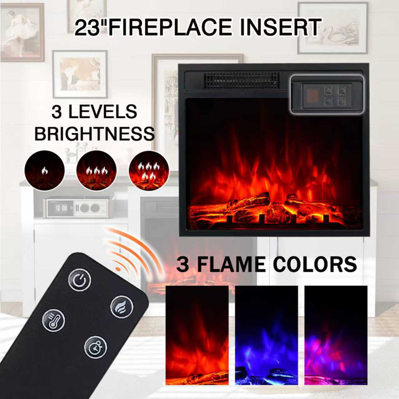 M.C.Haus TV Stand with 18" Electric Fireplace - Remote Control, Adjustable Flame & Storage, 56cm H x 157.6cm W x 35cm D