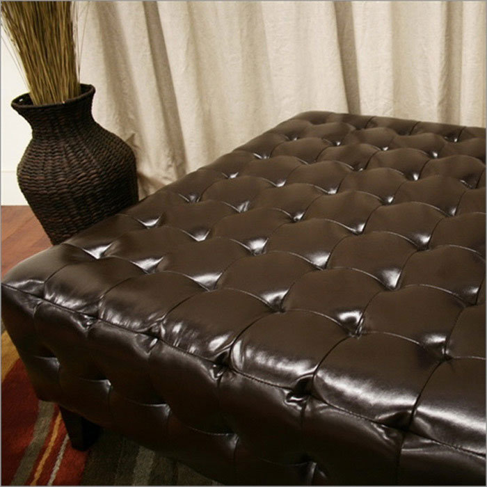 Faux Leather Ottoman