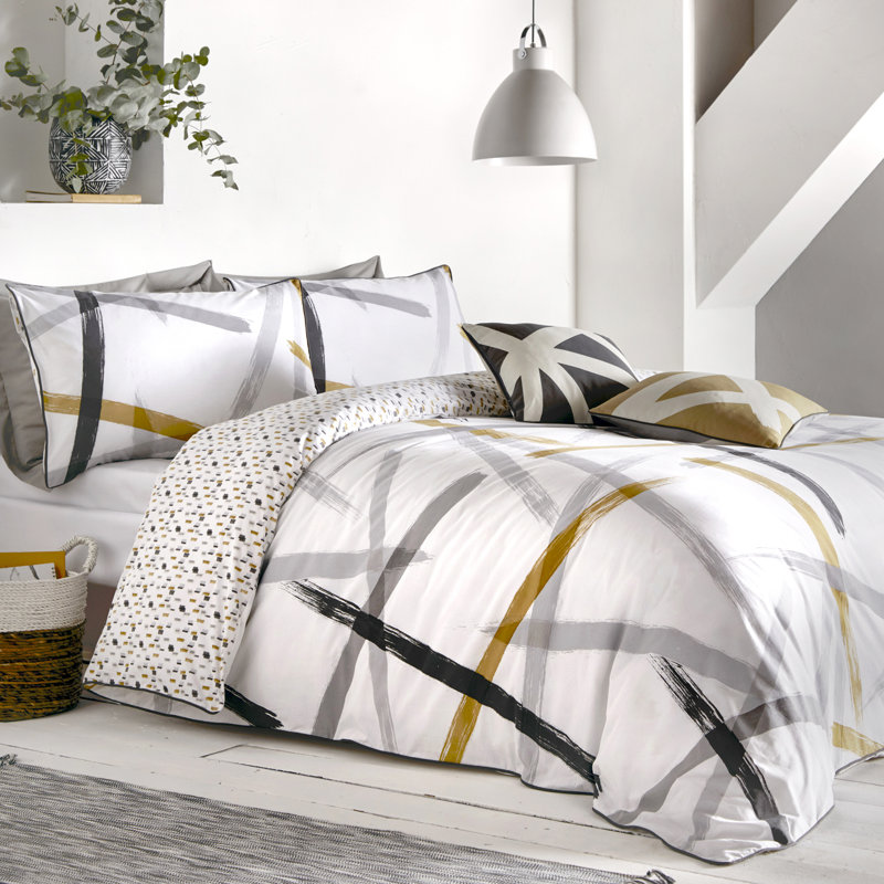 Cotton Geometric Shapes Duvet Cover Set with Pillowcases Included, Super King Duvet Cover + 2 Standard Pillowcases