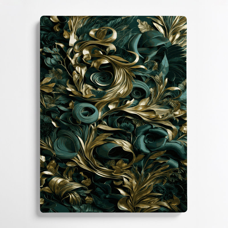 Art abstrait en métal vert 98 fleurs abstraites