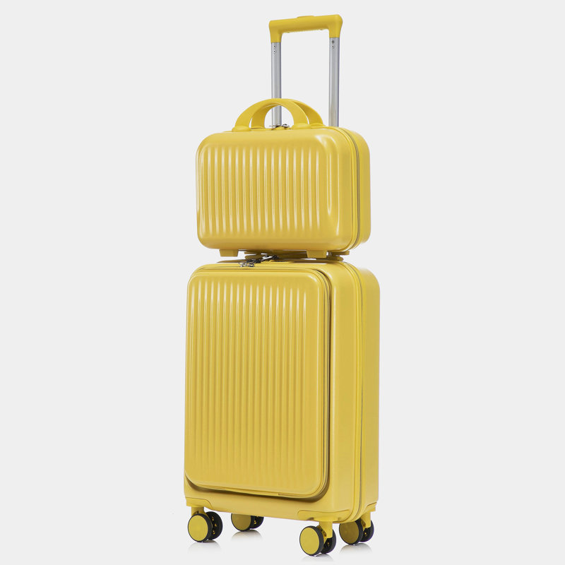 14 "/ 20" 2 pièces / ensemble dans un bagage à roulettes en ABS, avec serrure à combinaison et ouverture avant, étui à cosmétiques 14 "