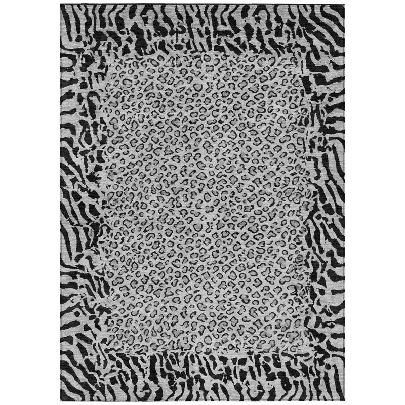 Tapis intérieur lavable 10 pi x 14 pi imprimé animal gris