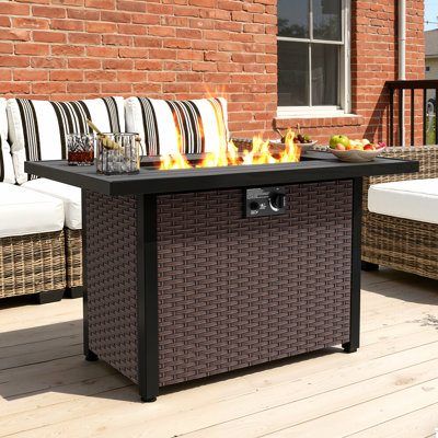 43" Rectangle Metal Propane Smokeless Fire Pit Table