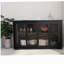 Tablette de rangement de cuisine avec porte en verre - noire-935756419