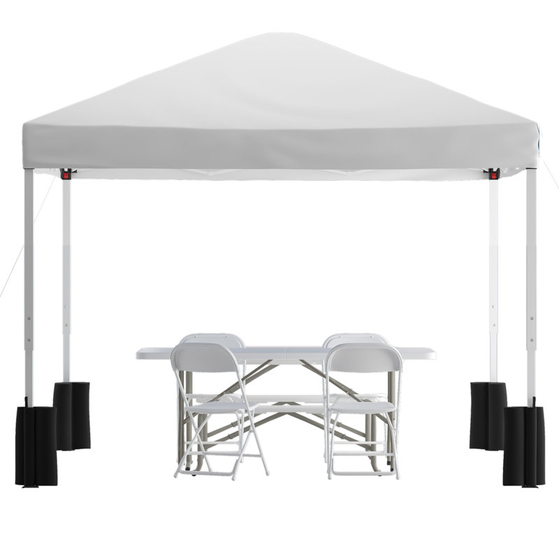 Ensemble de baldaquin, table pliante et 4 chaises pliantes Lennon 10 'x 10', Blanc