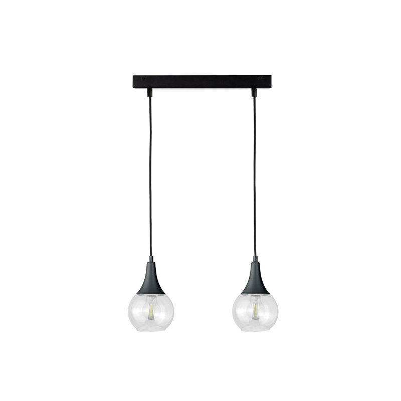 Olin - Light Clear Black Kitchen Island Pendant, Clear White, 29cm H x 50cm W x 50cm D, 2