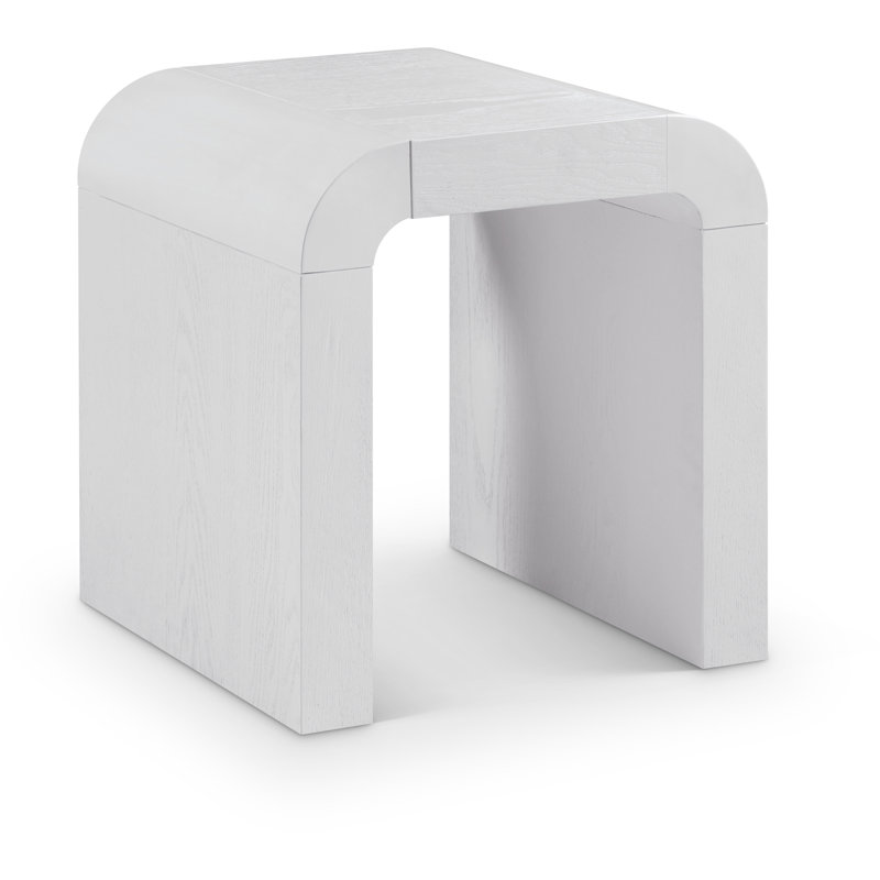 Toulon Oak Veneer End Table, White
