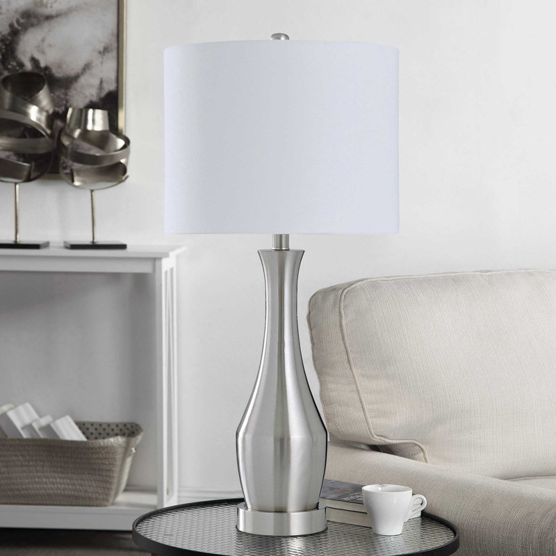 Olympia 32" Steel Table Lamp, Brushed Steel