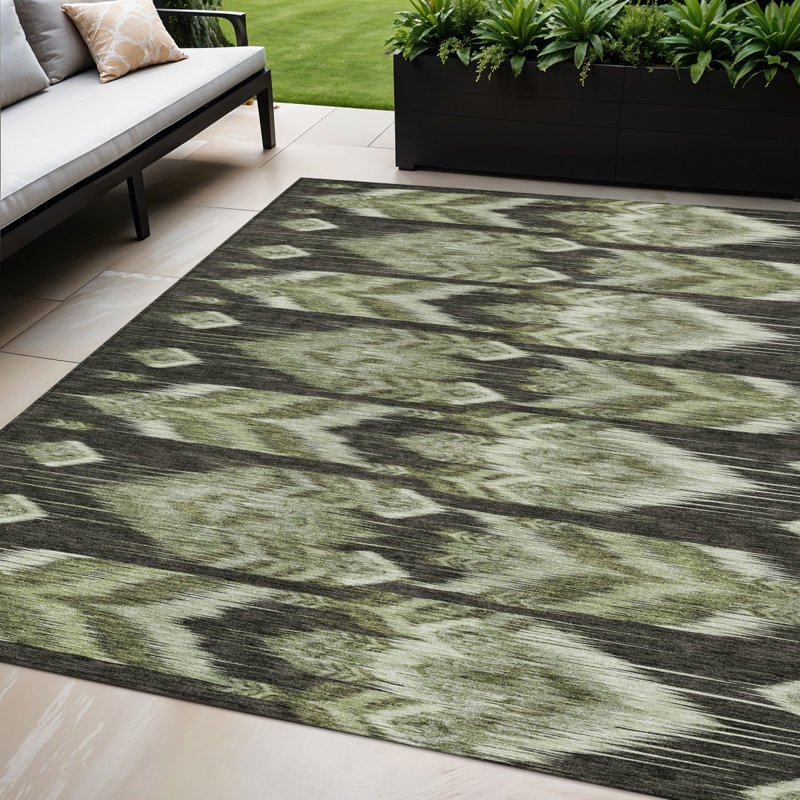 Tapis intérieur / extérieur lavable 5 pi x 8 pi vert olive et artichaut