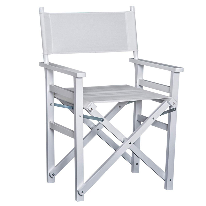Fabric Folding Chair, White/Grey