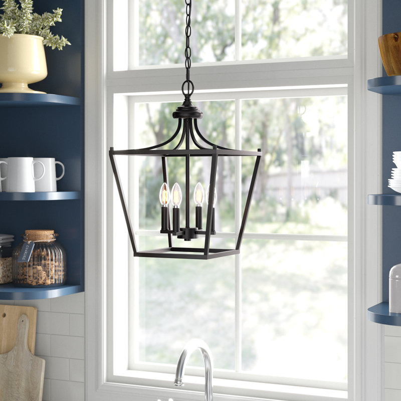 Luminaire suspendu géométrique 4 lumières Areyanna, Bronze huilé