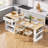 82.6" Fluted Kitchen Island with Extendable Table Seats 4-6, Built-in Power Outlet & Double-Side Storage, Black-522811716