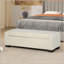 Banc repose-pieds de 50 po en tissu texturé rectangulaire avec couvercle à charnières pour le siège, le repose-pieds et le rangement caché, parfait pour le salon, la chambre à coucher ou le vestibule-885639730