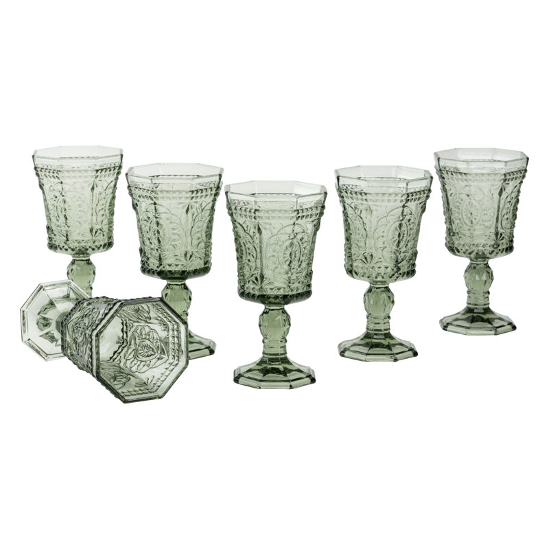 6 pièces 8 oz Hillyer Ensemble de verres à pied en verre, Gris fumée