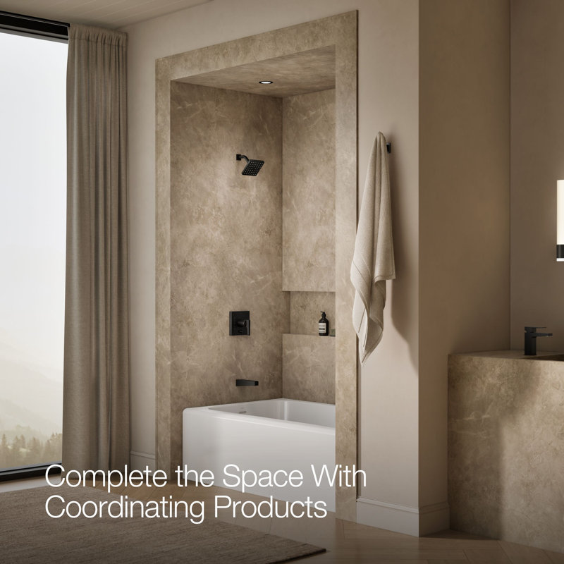 Honesty Rite-Temp Bath and Shower Trim with 1.75 Gpm Showerhead and Lever Handle, Matte Black