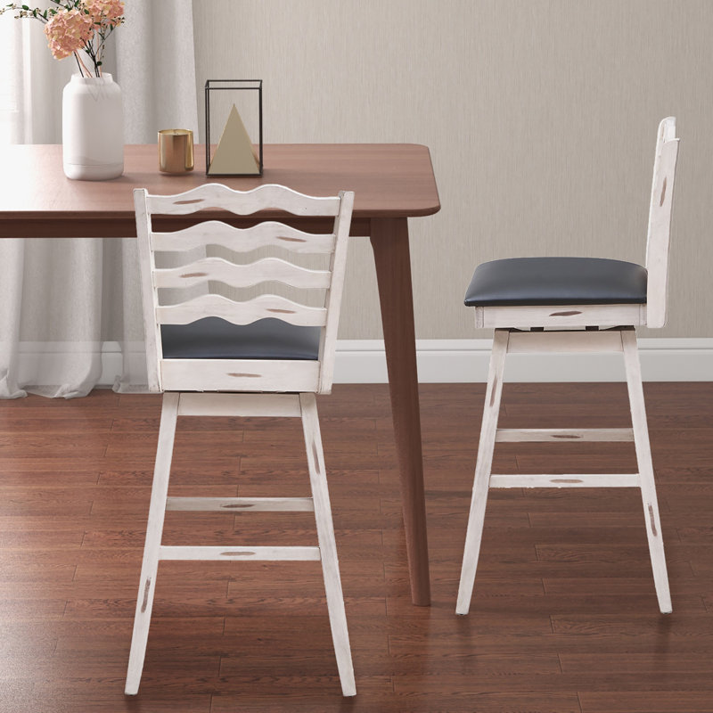 Ardice Swivel Upholstered Counter Stool with Solid Wood Frame, 4, Bar Stool (29” Seat Height)
