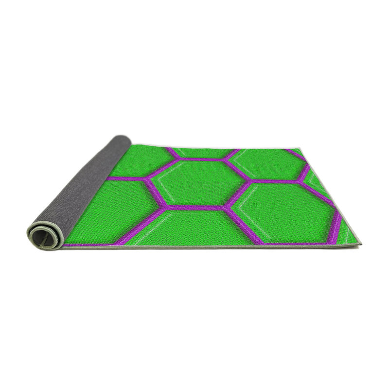Tapis vert/rose à motifs Anasa, Rond 4 pi