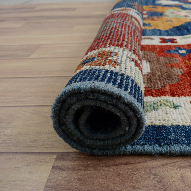 Tapis en laine bleu marine 8 pi 1 po x 10 pi 1 po one-of-kind-noué la à la main new age oushak Kirrily