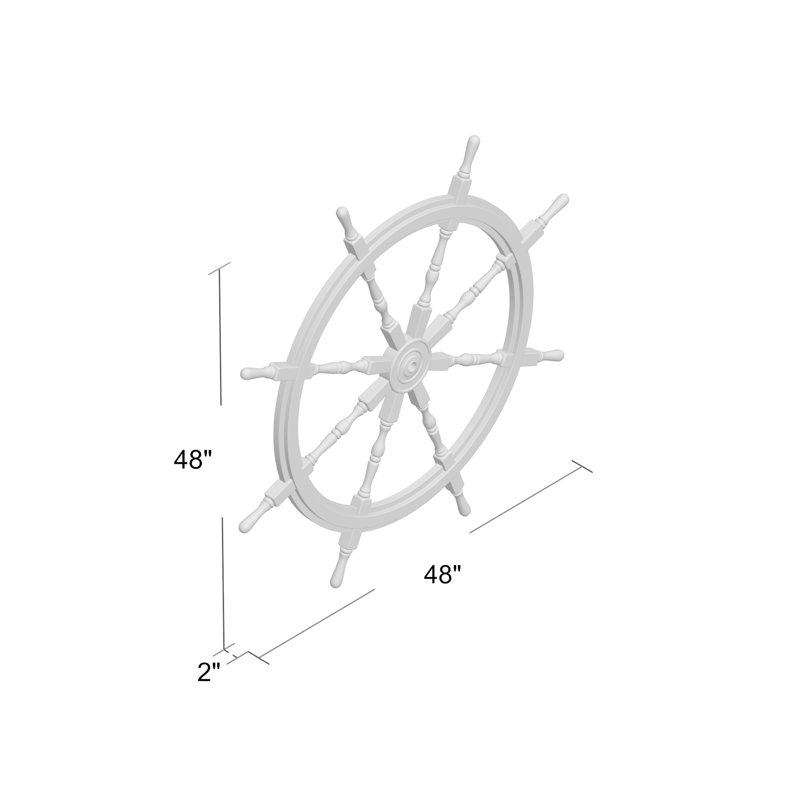 Décoration murale roue de bateau en bois et laiton 48 "Laguna