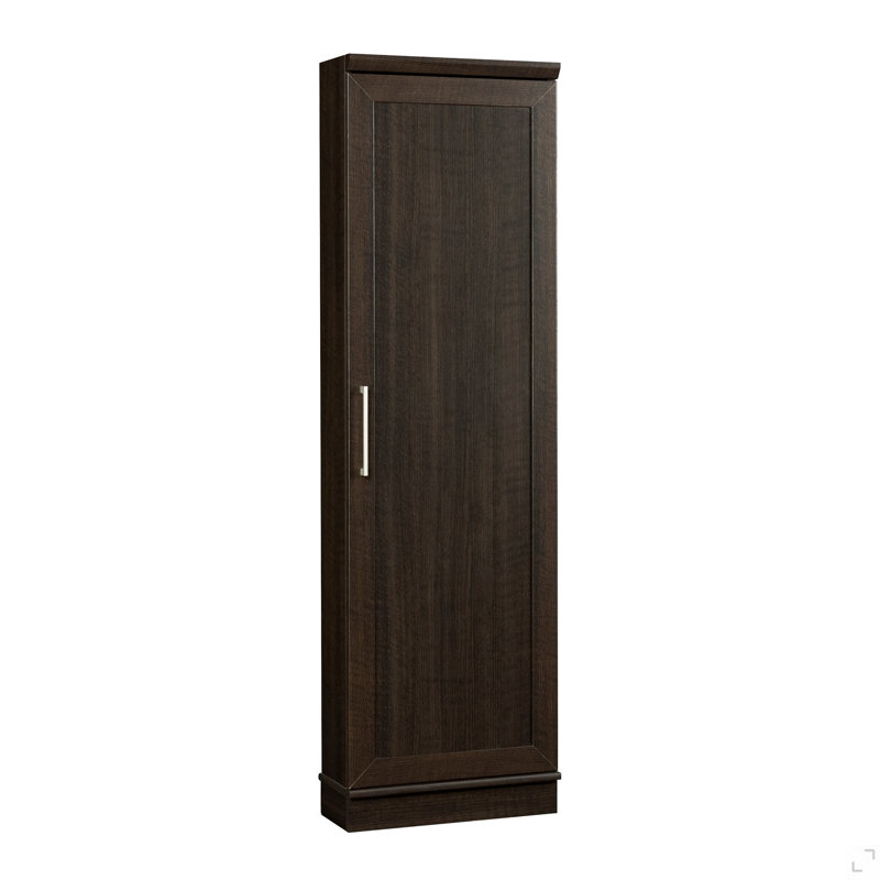 Armoire de rangement contemporaine en coin avec 5 tablettes, finition brune