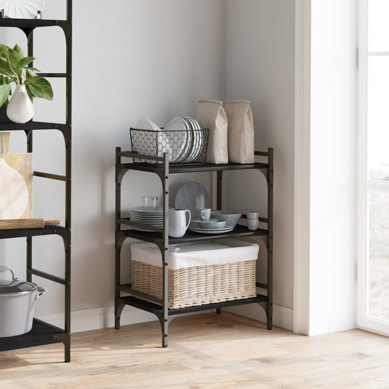 Wood Bar Cart, Black Oak