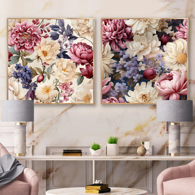 Hadden - Ensemble de 2 collages carrés floraux