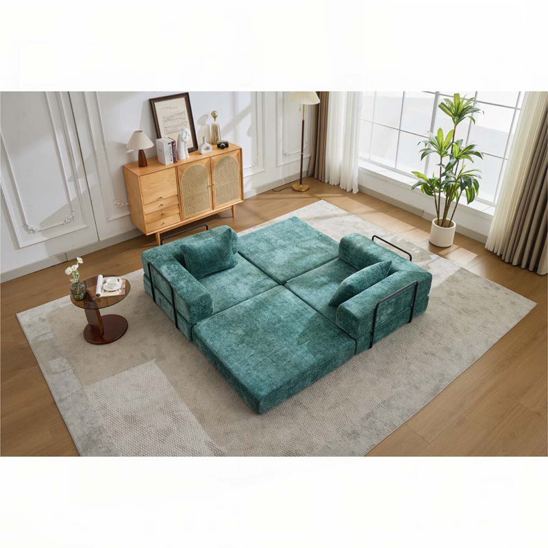 Canapé-lit Chenille, Vert foncé