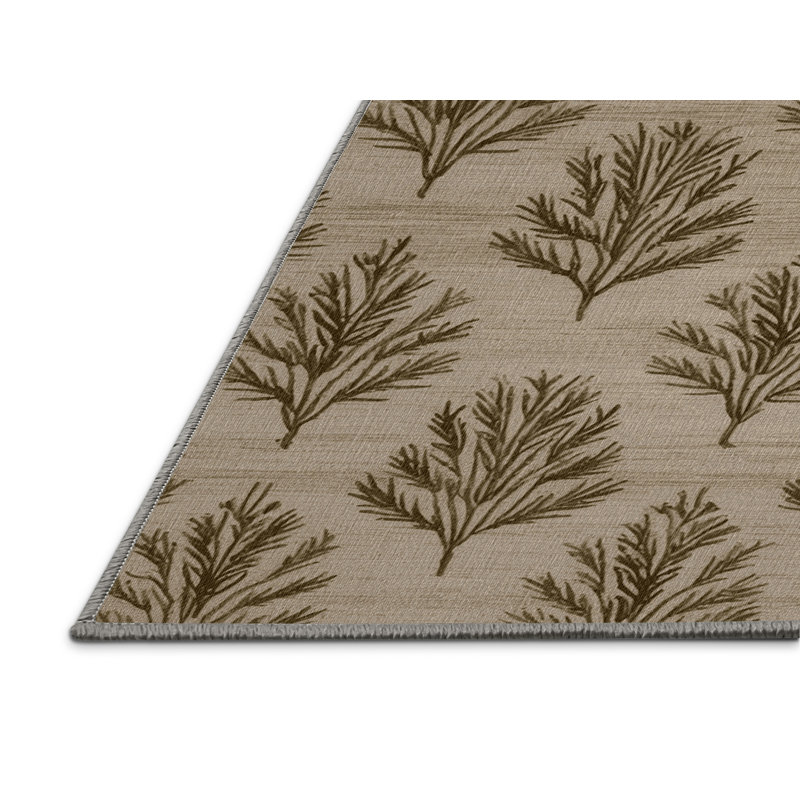 Tapis gris botanique lavable à la machine