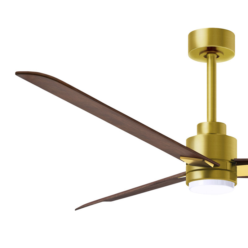 Alessandra - Three Blade Transitional Ceiling Fan -LED, Walnut, Brushed Brass, 56"