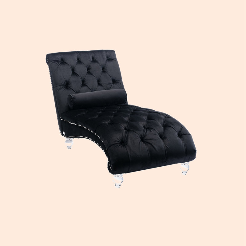 Geniece Outdoor Chaise Lounge, Black Velvet