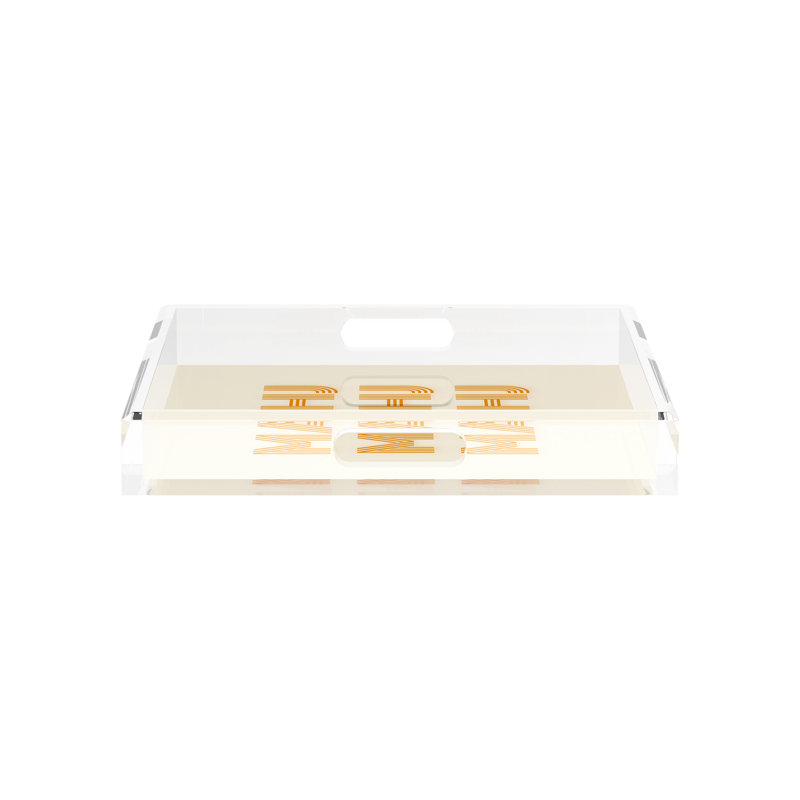 Mahjong Abstract Decorative Tray, 12"W x 12"D x 2"H, Orange, Square