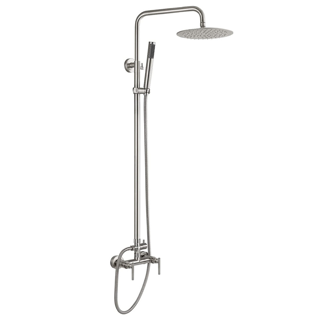54" Temperature Controlled Stainless Steel Wall Mounted Outdoor Shower Designer Outdoor Showers 