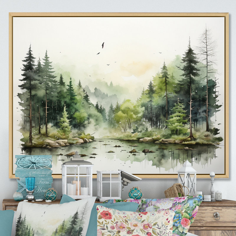 " Tranquil Forest Oasis I ", Natural Floater Framed, 24" H x 32" W x 1" D