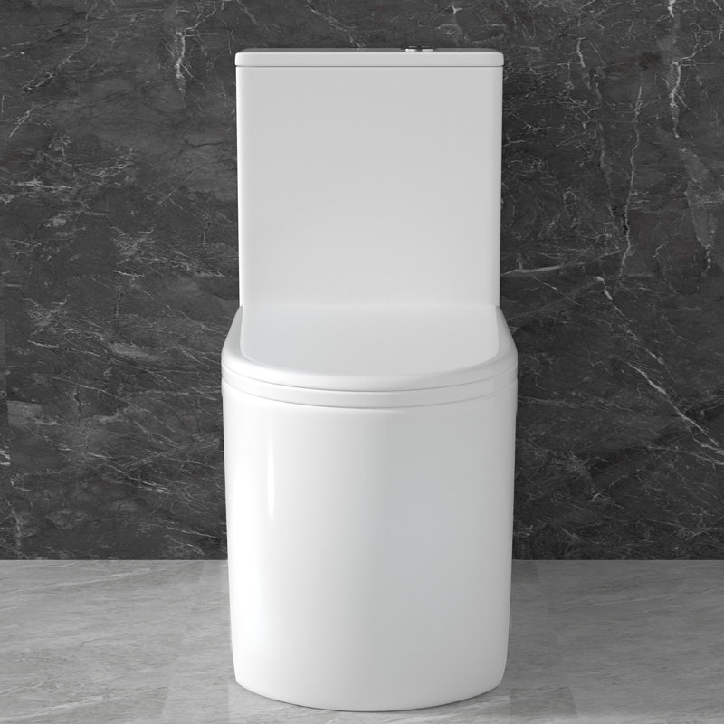 Yingze Rear Outlet Back Flush One Piece Toilet, 17" Comfort Chair Height, Dual Flush 1.1/1.28 GPF Water Saving, Elongated Floor Mount Toilet with Soft Close Seat, White