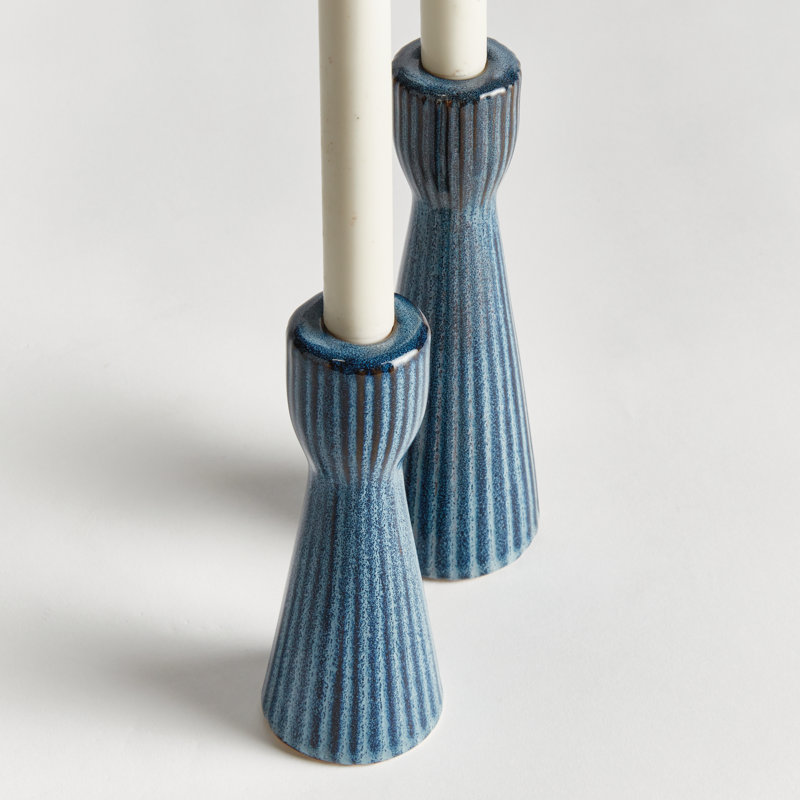 LESLEY TAPER HOLDERS, Bleu