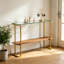 Console moderne en verre de 43 po avec tablette de rangement, table d'entrée en métal doré, table de canapé étroite pour le couloir, le salon et le vestibule