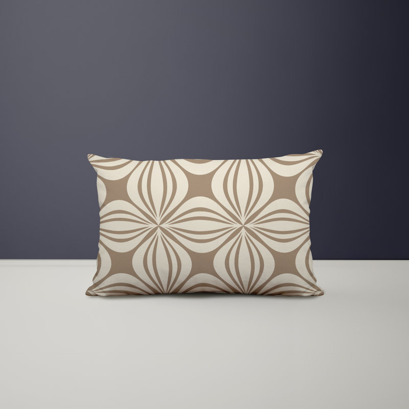 Polyester Lumbar Rectangular Indoor/Outdoor Pillow Cover & Insert, Beige