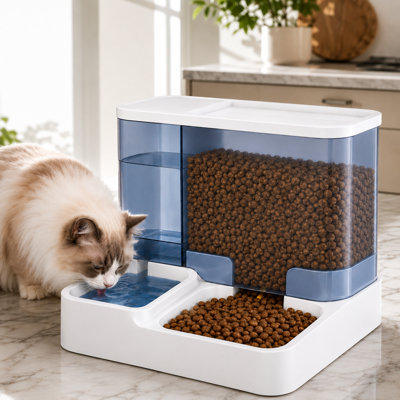 Distributeur automatique de nourriture et d'eau Snugspot 4L à gravité (2 en 1) pour chats et petits chiens - Station d'alimentation automatique à gravité pour chats et chiens - Accessoires pour animaux